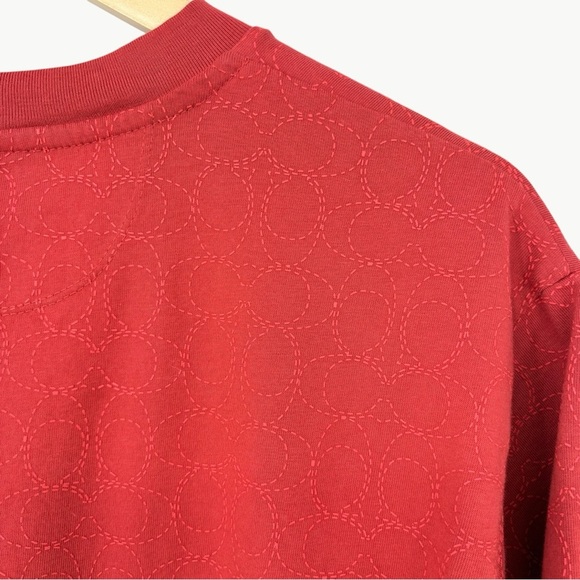 Coach Women’s Signature Logo Cropped Boxy Crew Neck T-Shirt | Size XS | Red - Picture 9 of 12